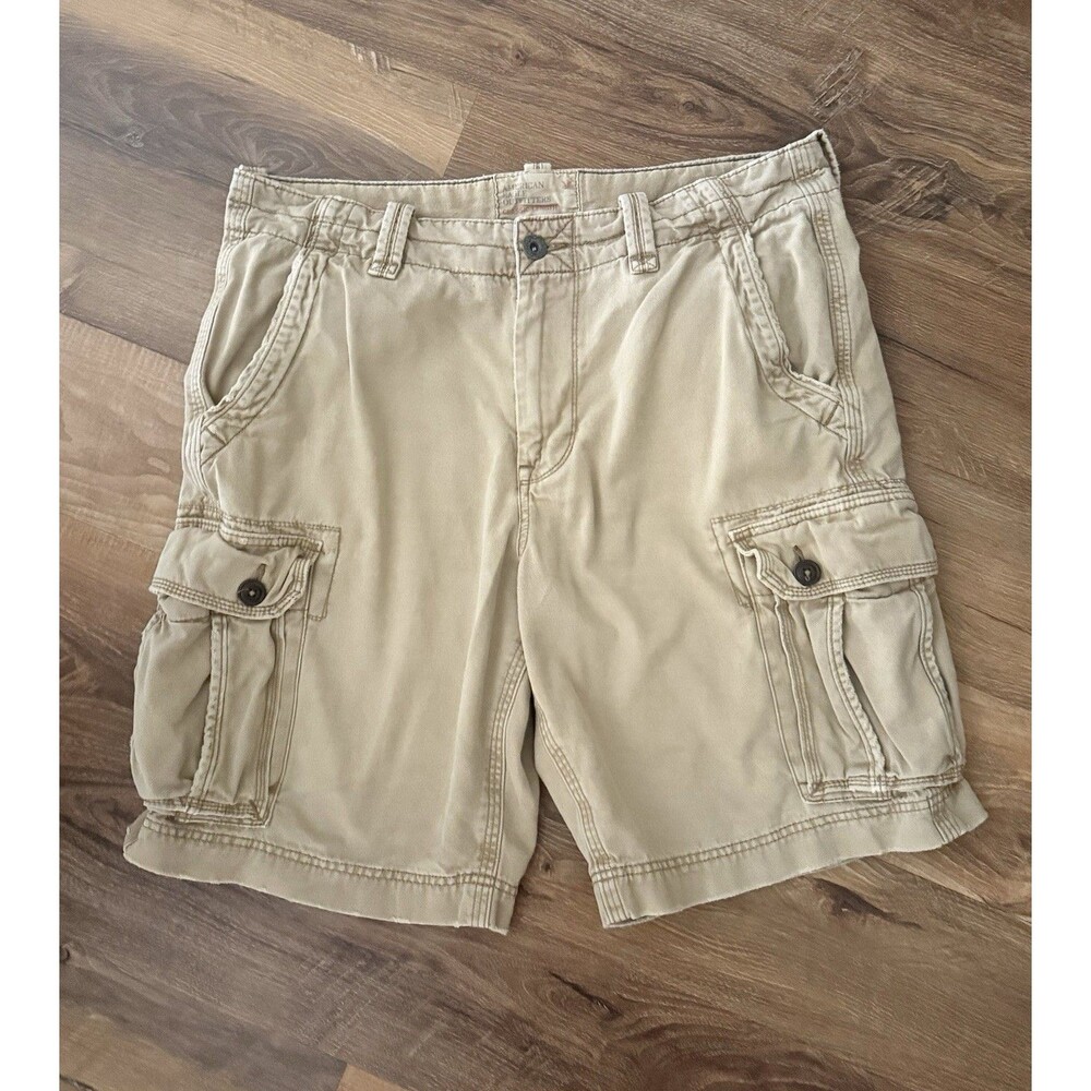American Eagle Outfitters Mens Classic Cargo Shorts Khaki Tan Size 36 Y2K VTG